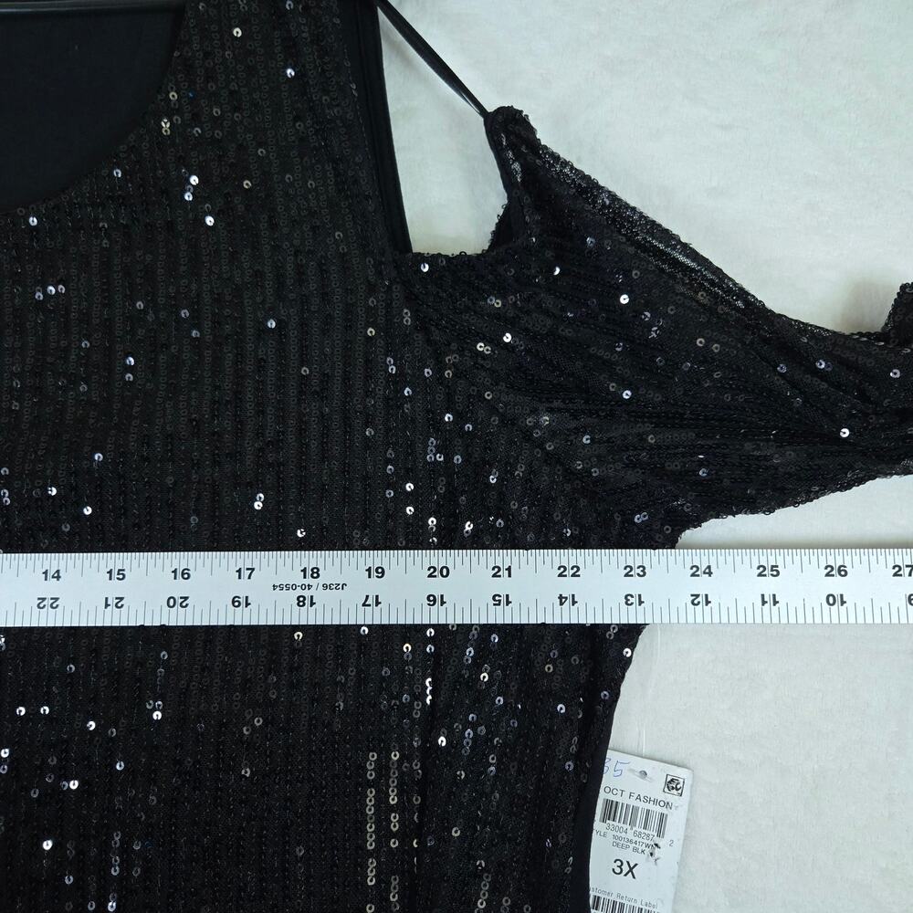 JM Collection Sequin Cold Shoulder Womens Top 3XL 0666 - Picture 6 of 9